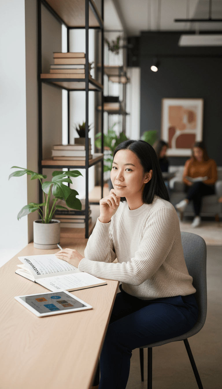 Young person practicing job interview skills with professional mentor